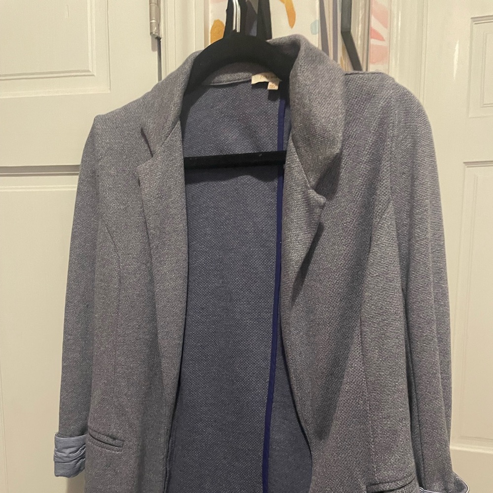 Light blue Skies Are Blue Knit Blazer with 3/4 sleeves